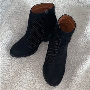 Perforated Black Faux Suede Ankle Booties